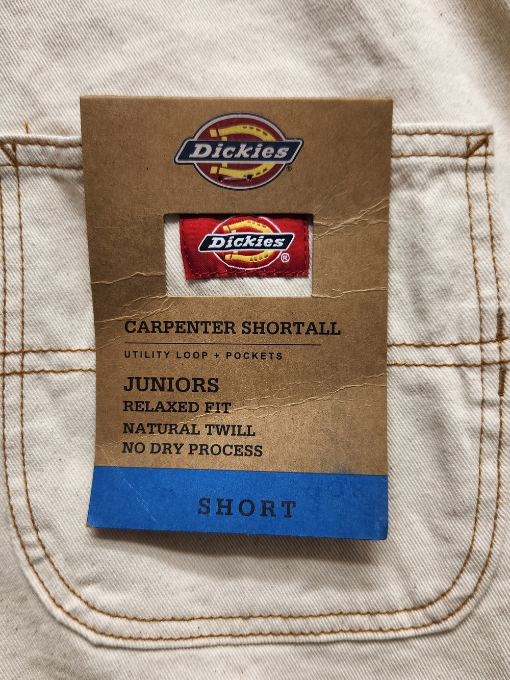 ⭐️NWT Dickies Bib Carpenter Shortalls Utility Cream Juniors Large Women Sm/Med - Picture 11 of 12